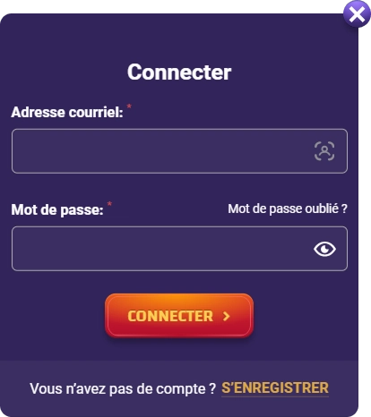 page de connexion du casino PlayRegal