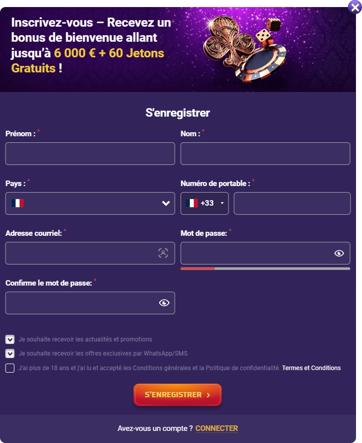 processus d’inscription sur PlayRegal Casino